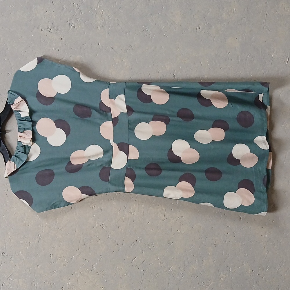 Boden HAYDEN SILK BLEND RUFFLE CIRCLE PRINT Polka Dot Dress 6P - Picture 4 of 7